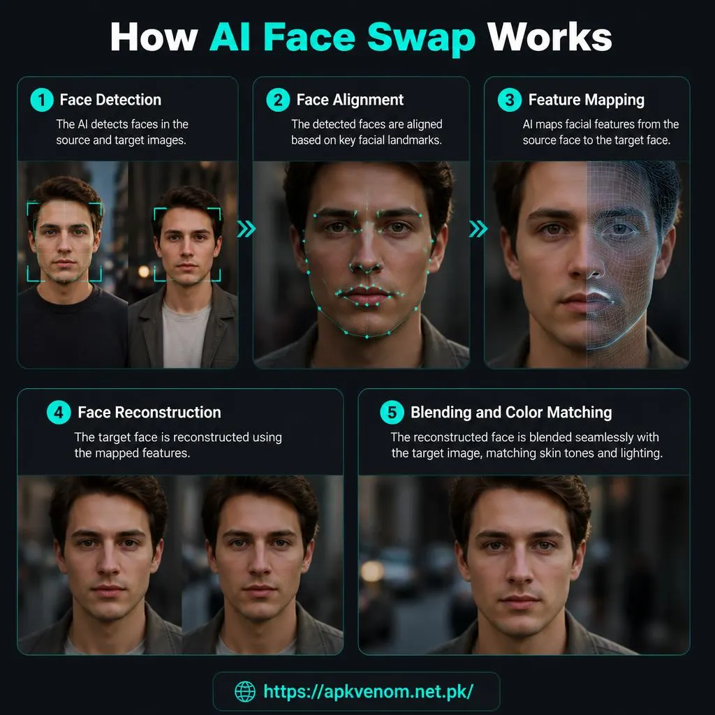 How AI Face Swap Works Blending and Color Matching Face Reconstruction