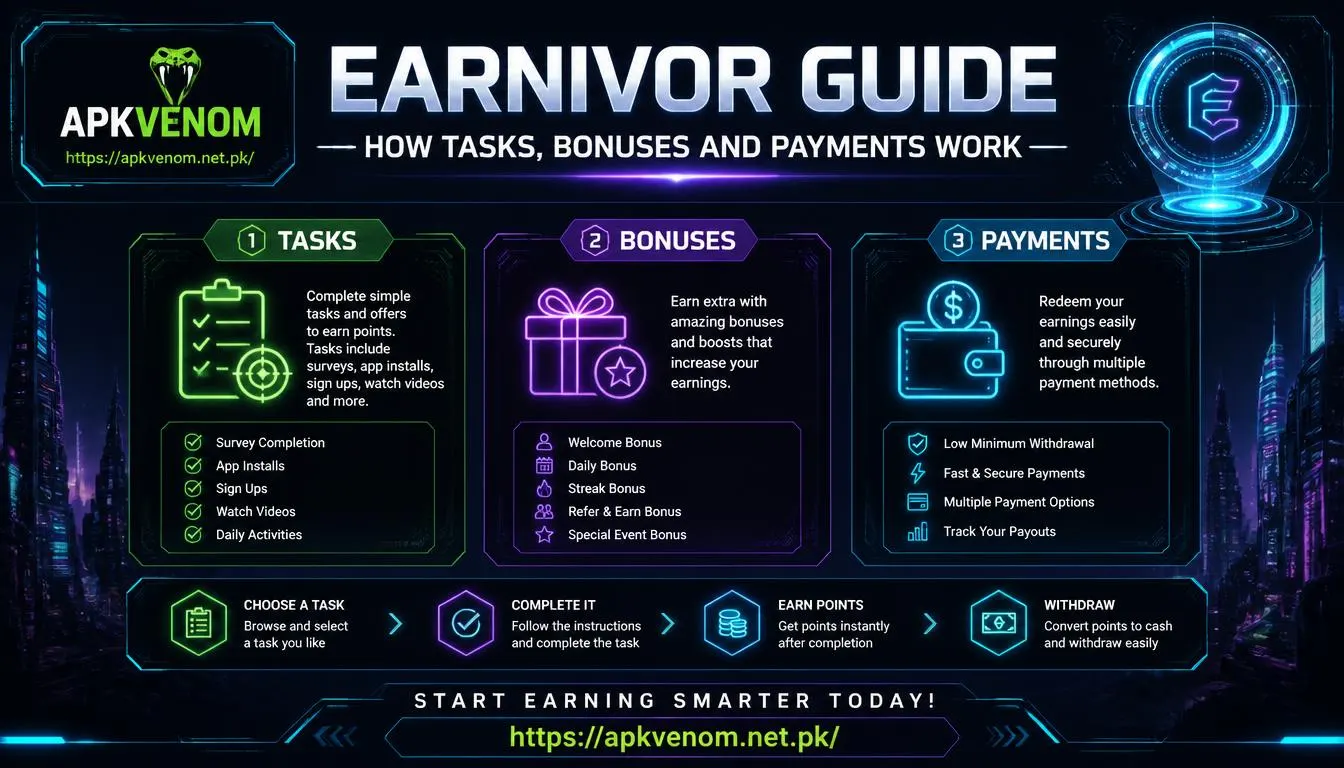 Earnivor Guide Tasks, Bonuses, Payments and Safety